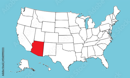 Arizona State, USA, vector map isolated on United states map. High detailed illustration. Flat style. Vector illustration