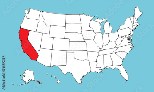 California State, USA, vector map isolated on United states map. High detailed illustration. Flat style. Vector illustration