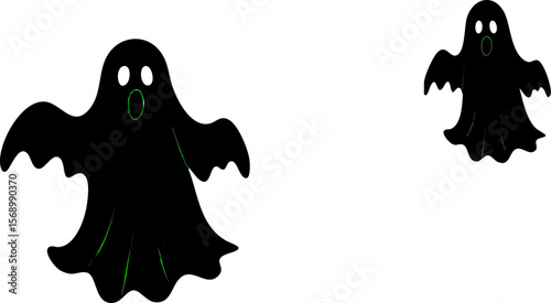 Halloween animals icon set includes black cat, bat, ghost and spooky pumpkin vector illustration