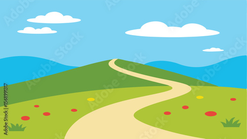 landscape with road and blue sky