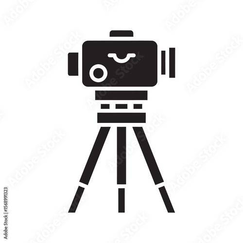 Surveyor theodolite on a tripod for land measurement mapping and construction site layout a geodetic instrument for engineering projects vector solid glyph icon