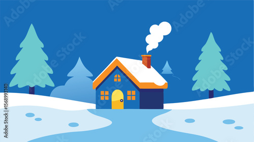 winter landscape with house