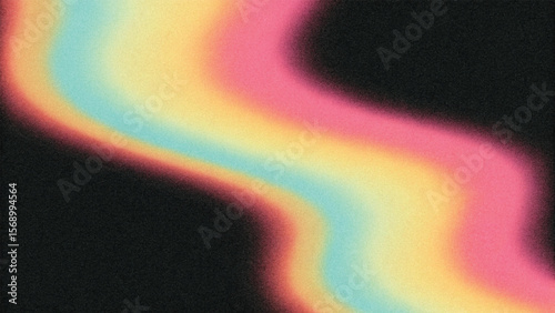 Abstract, colorful, vibrant rainbow wave design with swirling lines and a bright, curvy pattern