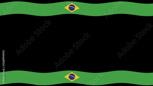 Background of the Brazilian Flag Flying Above and Below