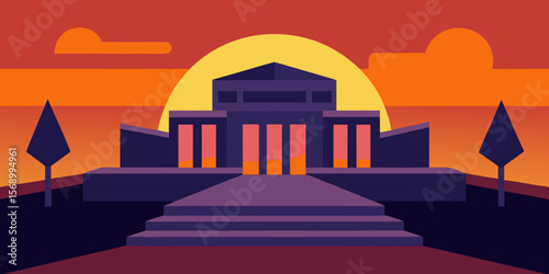 Here's a single sentence for naming an image that combines your provided phrases and keywords, staying under 200 characters:

Sunset over an ancient Asian city skyline with a temple silhouette, a vect