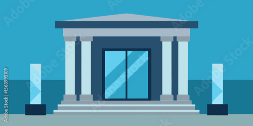Abstract architectural vector illustration featuring classical Greek and Roman temple columns and a building