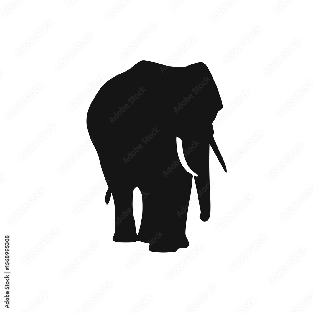 Obraz premium Silhouette of an elephant standing, facing towards the viewer, showing its form.