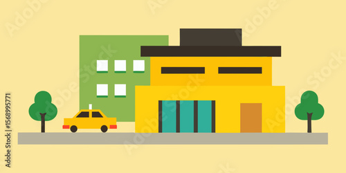 Vector illustration of a flat design home office building icon symbol for business and web services