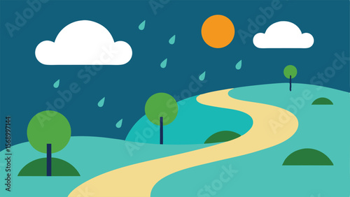 landscape with trees and clouds