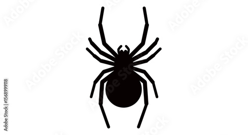 Spider Silhouette Creeps, isolated on white, creating a spooky mood, perfect for Halloween designs with copy space.