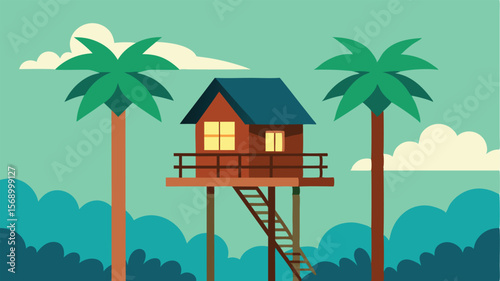 tropical island with palm trees landscape