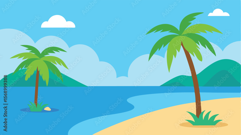 Obraz premium tropical beach with palm trees landscape