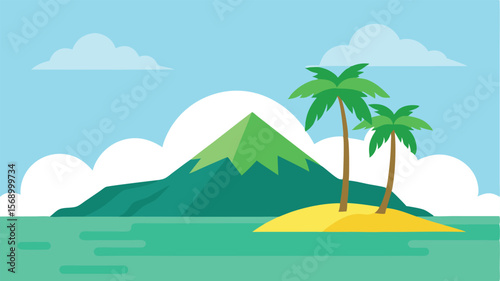 tropical island with palm trees landscape