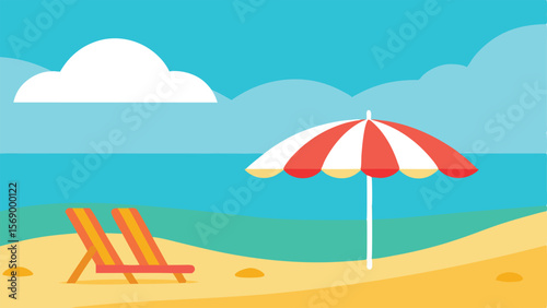 summer beach with umbrella landscape