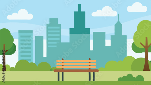 vector park in the city with benches trees
