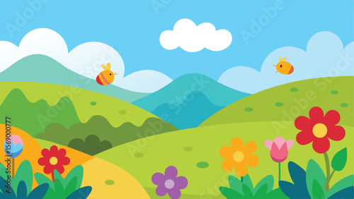 spring landscape with flowers