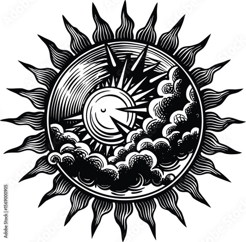Sun and Clouds A Majestic Celestial Illustration