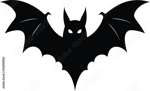 Silhouette of a Bat Night Creature, Dark Wings, Halloween Symbol