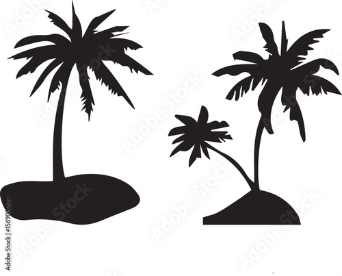 Black Palm Tree Duo – Summer Island Vector Art
