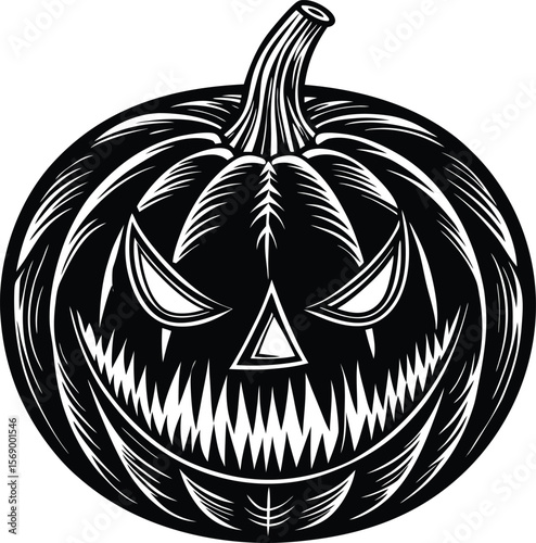 Menacing Halloween Pumpkin Spooky Jack-o'-lantern Illustration