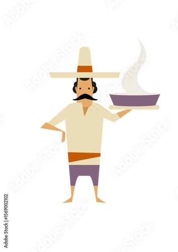 Mexican serving a plate of food
