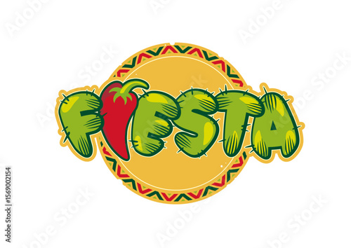 Plate in Mexican colors and with the text fiesta
