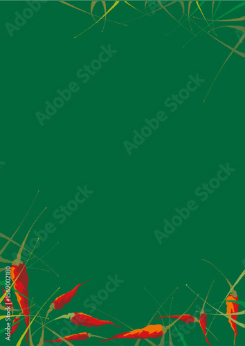 Green background with chilli decoration