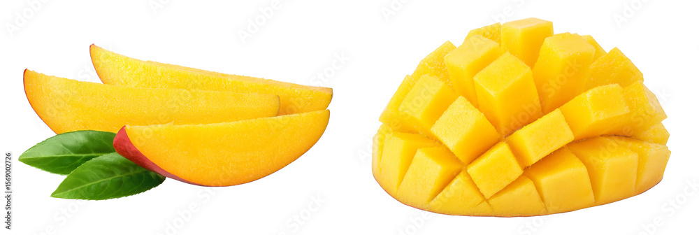 mango slices isolated on white background with full depth of field mango slices isolated on white background with full depth of field