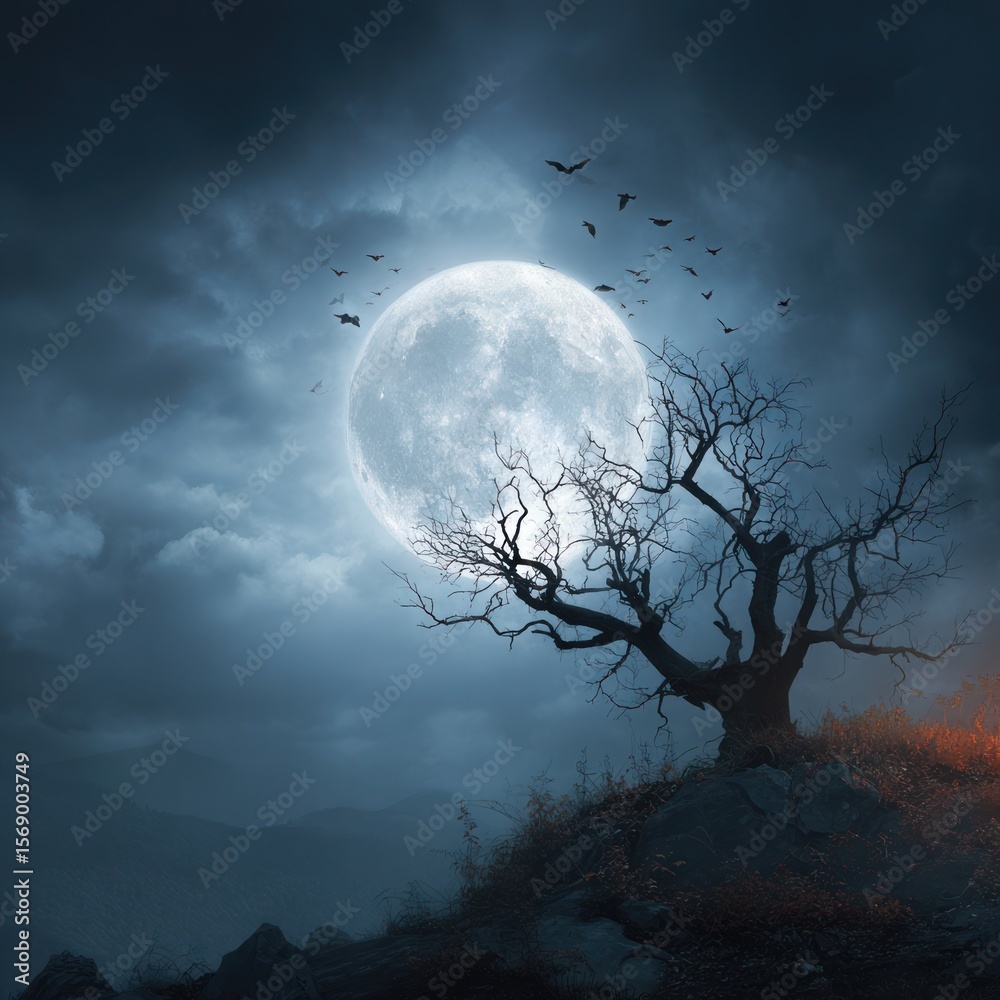 Fototapeta premium halloween full moon background