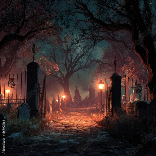 halloween graveyard night wallpaper