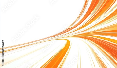 Abstract orange lines curving on white background