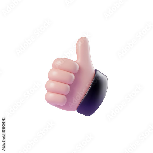 Thumbs up hand gesture 3D - like, good, ok emoji