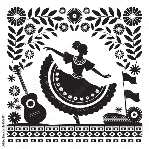 Hispanic Folk Dance Silhouette Illustrations Collection
