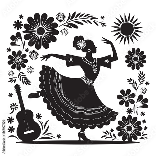 Hispanic Folk Dance Silhouette Illustrations Collection