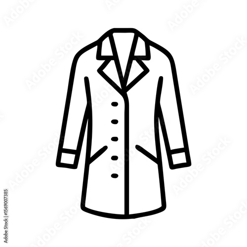 Trench coat illustration in minimalist style with black outline design  