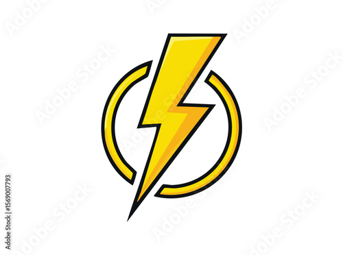 Free Download Yellow Lightning Bolt Symbol with Circle Outline on White Background - GFXLoad