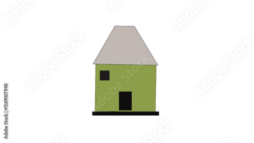 Green House with simple design: A vibrant green house stands with simple design, embodying a minimalist aesthetic, creating a sense of harmony and tranquility.