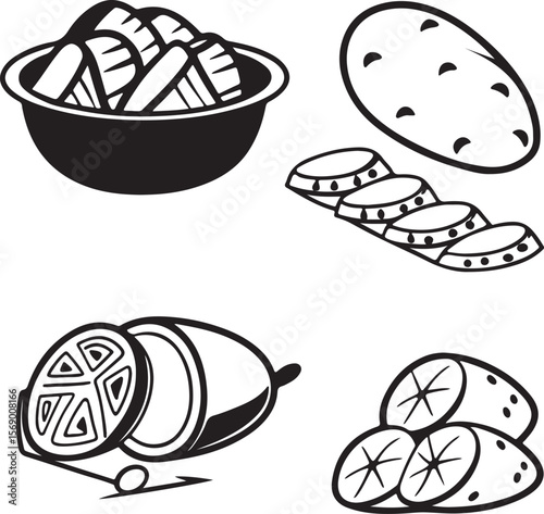 Potato Silhouette Vector Icon Design – Vegetable Outline Graphic for Food and Farming Themes