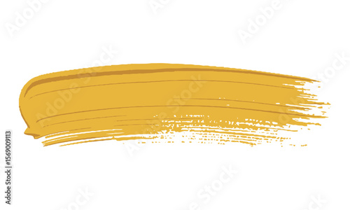Modern vector illustration of a thick yellow paint brush stroke with visible texture, yellow brush stroke highlight marker, easily editable and scalable.