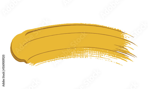 Modern vector illustration of a thick yellow paint brush stroke with visible texture, yellow brush stroke highlight marker, easily editable and scalable.