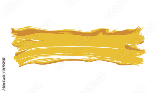 Modern vector illustration of a thick yellow paint brush stroke with visible texture, yellow brush stroke highlight marker, easily editable and scalable.