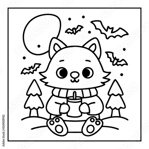 vector illustration of a halloween coloring book