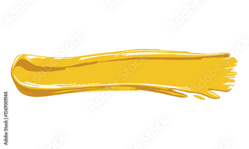 Modern vector illustration of a thick yellow paint brush stroke with visible texture, yellow brush stroke highlight marker, easily editable and scalable.