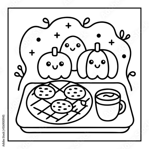 vector illustration of a halloween coloring book