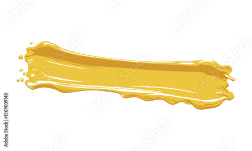 Modern vector illustration of a thick yellow paint brush stroke with visible texture, yellow brush stroke highlight marker, easily editable and scalable.