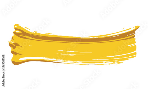 Modern vector illustration of a thick yellow paint brush stroke with visible texture, yellow brush stroke highlight marker, easily editable and scalable.