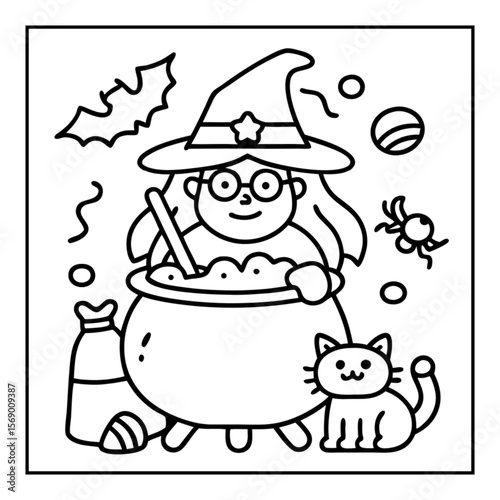 vector illustration of a halloween coloring book