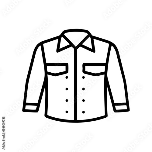 Denim shirt outline in minimalist style on white background  