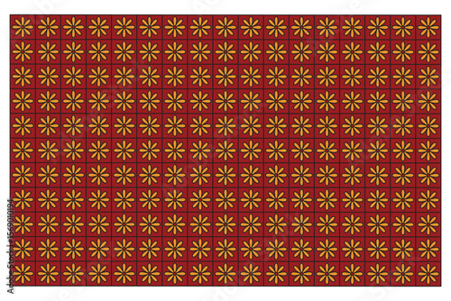 Red and yellow gradient tiles form a seamless vector pattern, adding a striking and lively touch to any interior wall or floor surface.

