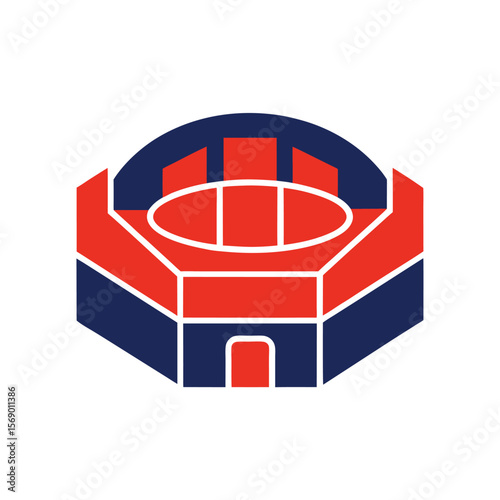 Simple Stadium Icon with Rectangular Pitch Layout